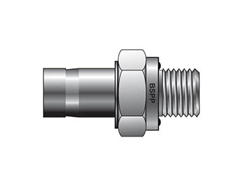 T2HF 10-1/4R-ED-SS CPI Metric Tube BSPP Tube End Male Adapter with ED Seal - T2HF R-ED